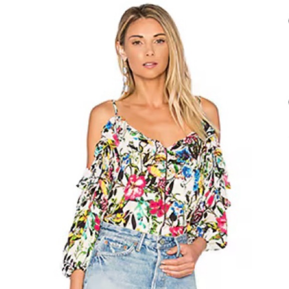 Parker Tops - Parker Silk Clark Cold Shoulder
Floral Ruffle Top
